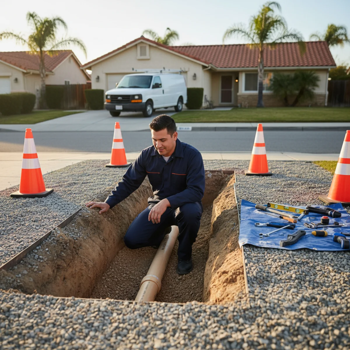 Sewer Line Repair in the Redlands Heights, CA area